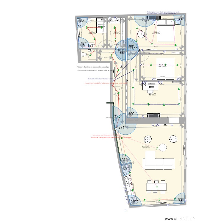 LEDIBERDER V5. Plan de 8 pièces et 107 m2