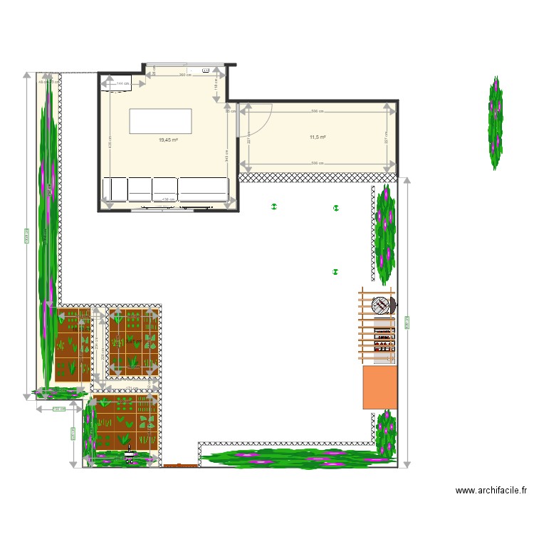 ibiza curte. Plan de 4 pièces et 53 m2