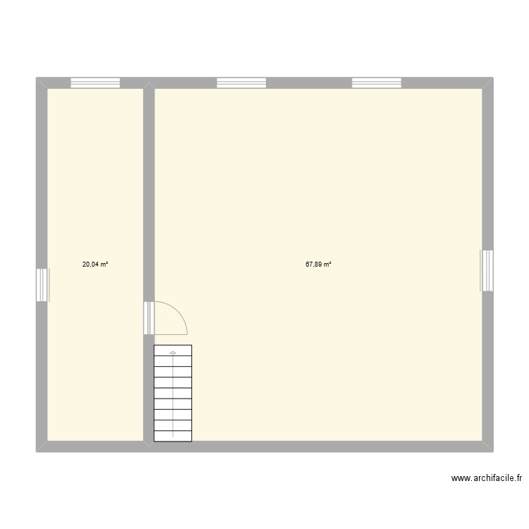 Etage Ecquevilly. Plan de 2 pièces et 88 m2