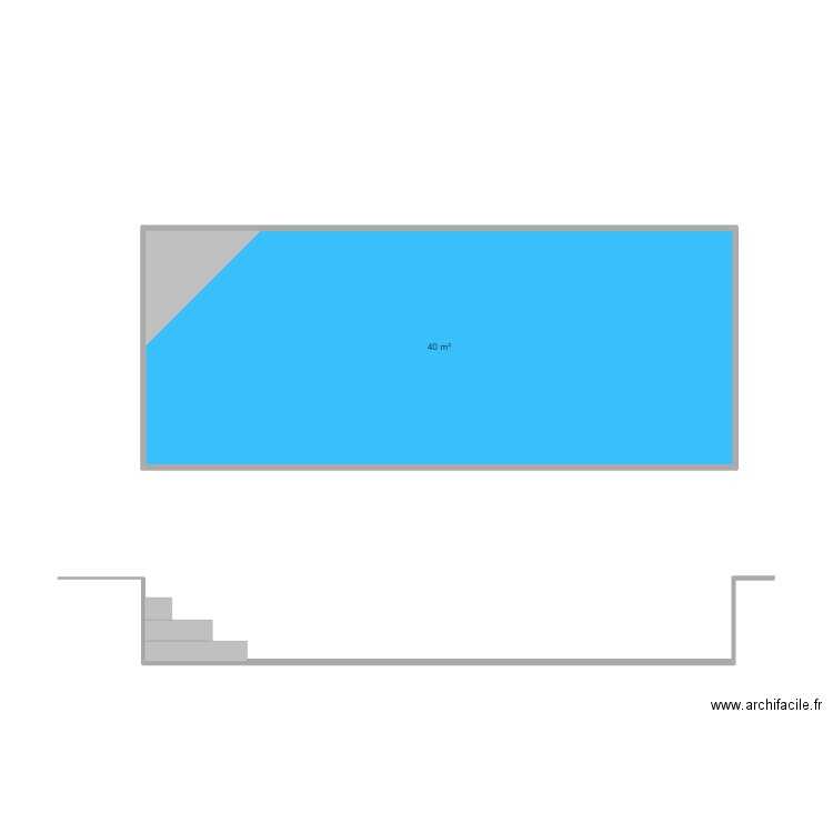 Plan de Masse piscine non couverte. Plan de 1 pièce et 40 m2