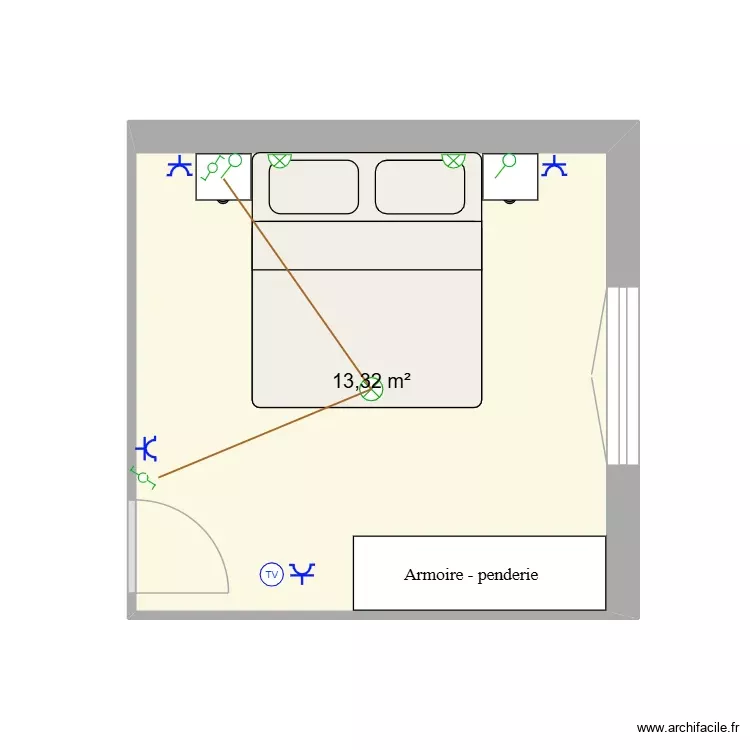 activit&eacute;3chanbre. Plan de 1 Pièce et 13 m²