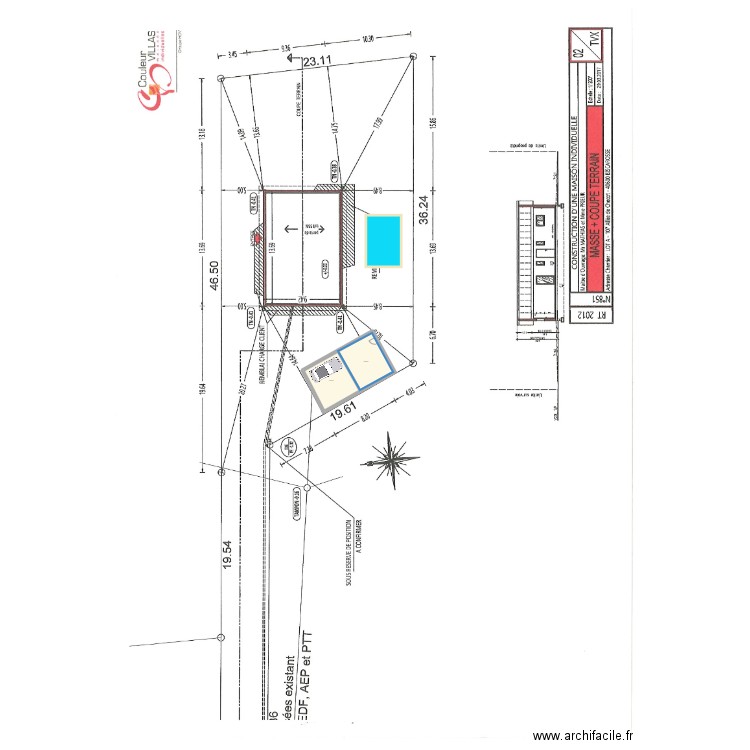 Bisca plan. Plan de 2 pièces et 52 m2