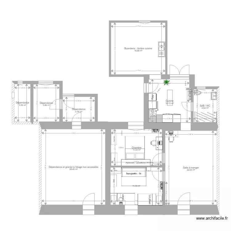 PLAN INTERIEUR chambre 1bis. Plan de 