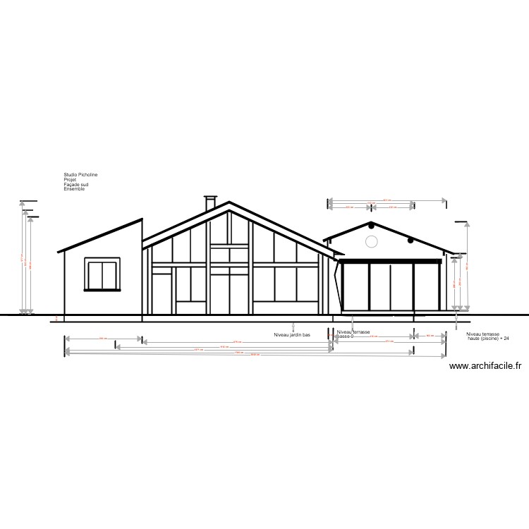 Studio Picholine Projet 04 18 PC Fa&ccedil;ade Sud. Plan de 0 pièce et 0 m2