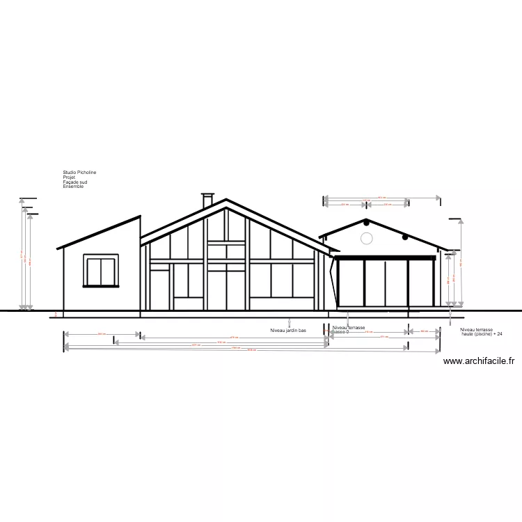 Studio Picholine Projet 04 18 PC Fa&ccedil;ade Sud. Plan de 