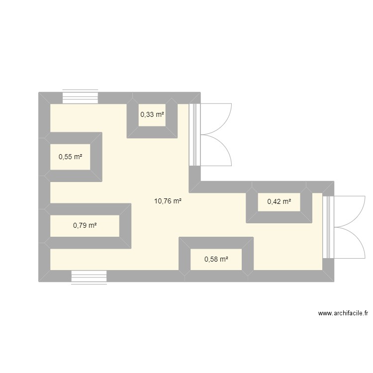 buandrie. Plan de 6 pièces et 13 m2