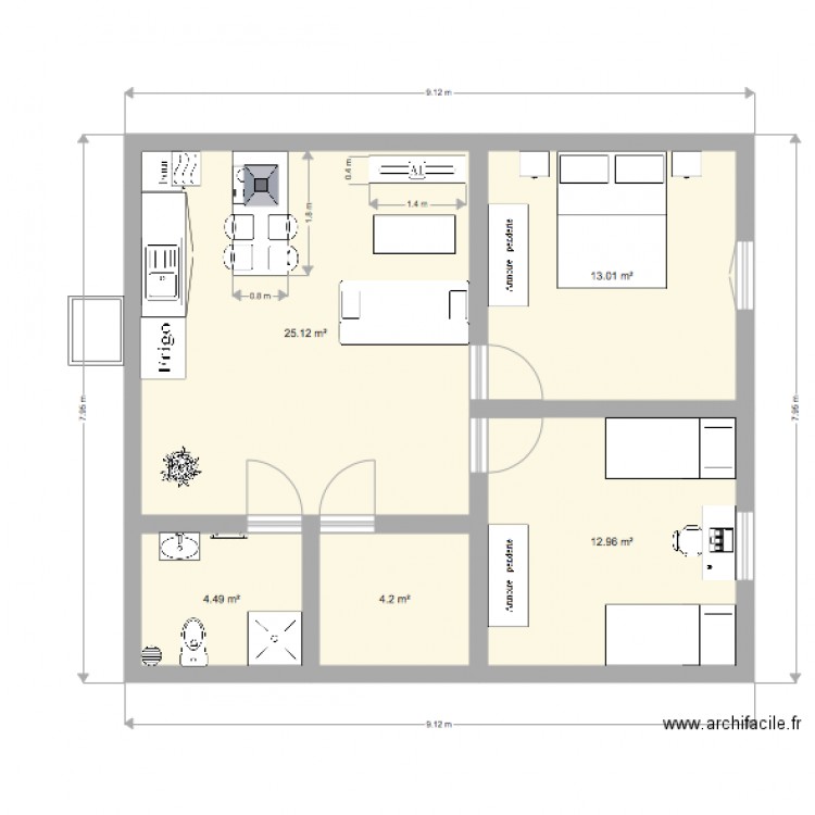 appart 56m2. Plan de 0 pièce et 0 m2