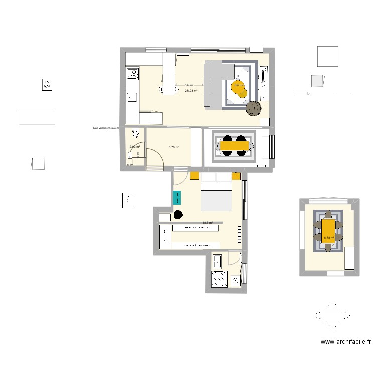 Apparemment  Quimper . Plan de 5 pièces et 63 m2