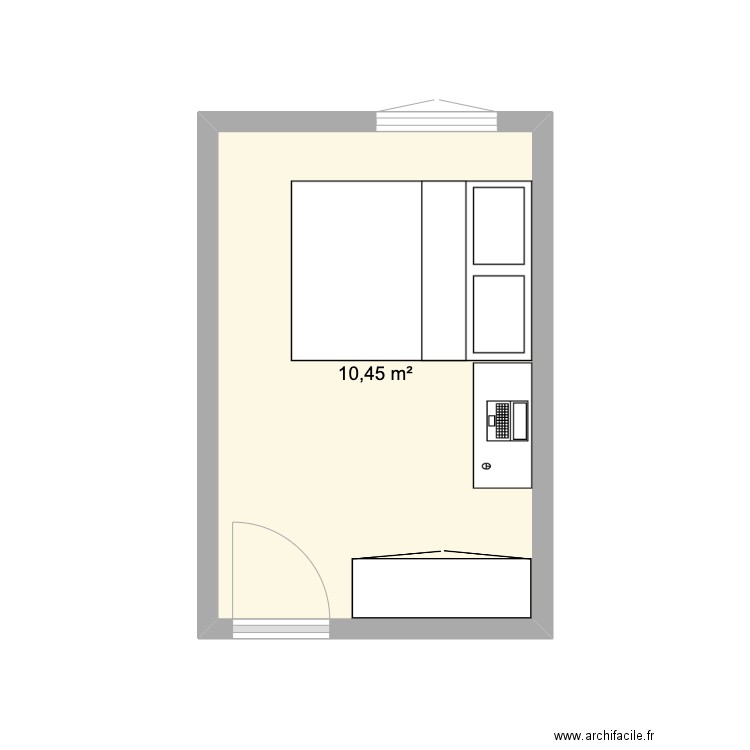 Chambre ES. Plan de 1 pièce et 10 m2