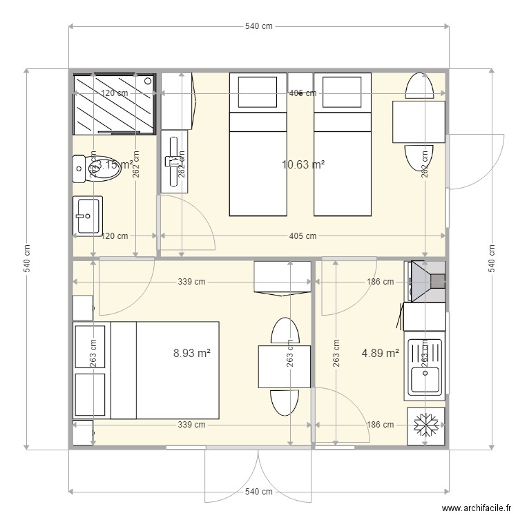 MAISON DE 2 CHAMBRES AVEC MODELE IRENE 540X540CM. Plan de 0 pièce et 0 m2