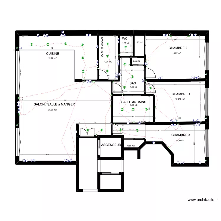 PLAN &eacute;lectrique 22 BV. Jean Mermoz 92200 NEULLY-SUR-SEINE. Plan de 
