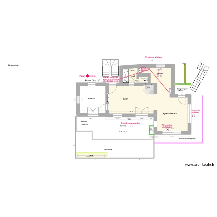 Maison de Rat 2. Plan de 3 pièces et 54 m2