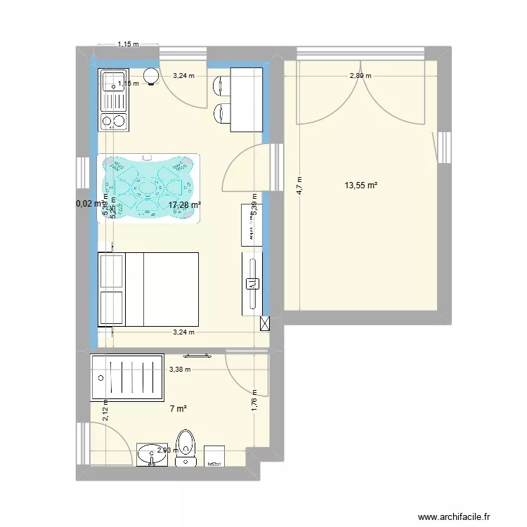 spa. Plan de 4  et 38 m²