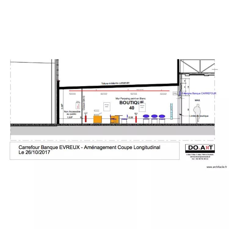 Evreux Banque  Coupe. Plan de 