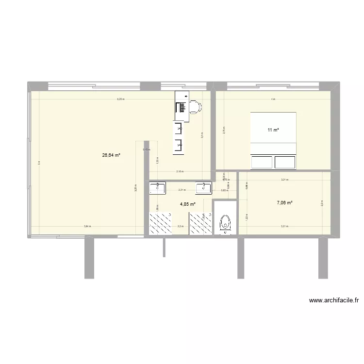 verranda. Plan de 4  et 50 m²