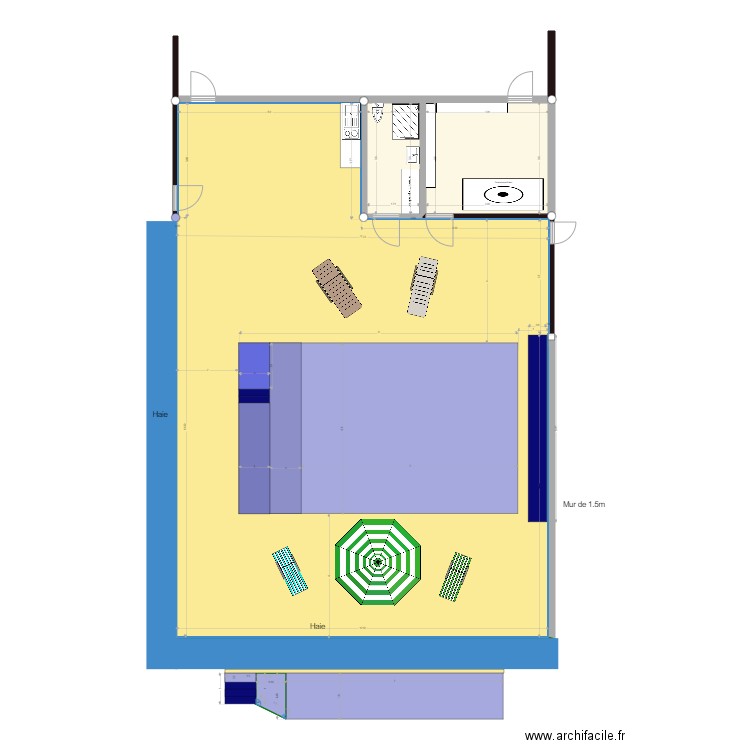 Piscine La Plaine - vue de dessus V2. Plan de 4 pièces et 206 m2