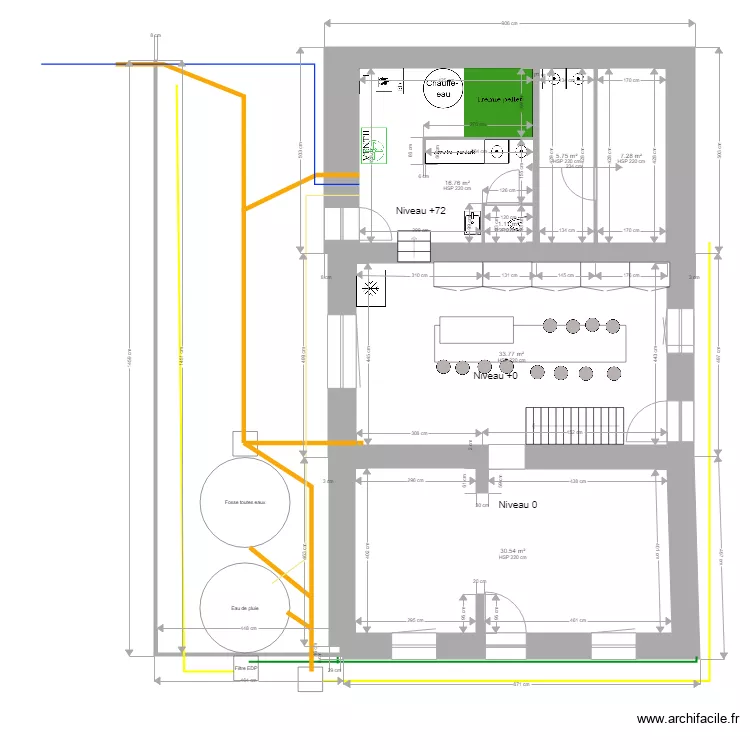après transformation version chambres hôtes extension buanderie. Plan de après transformation version chambres hôtes extension buanderie. Plan de