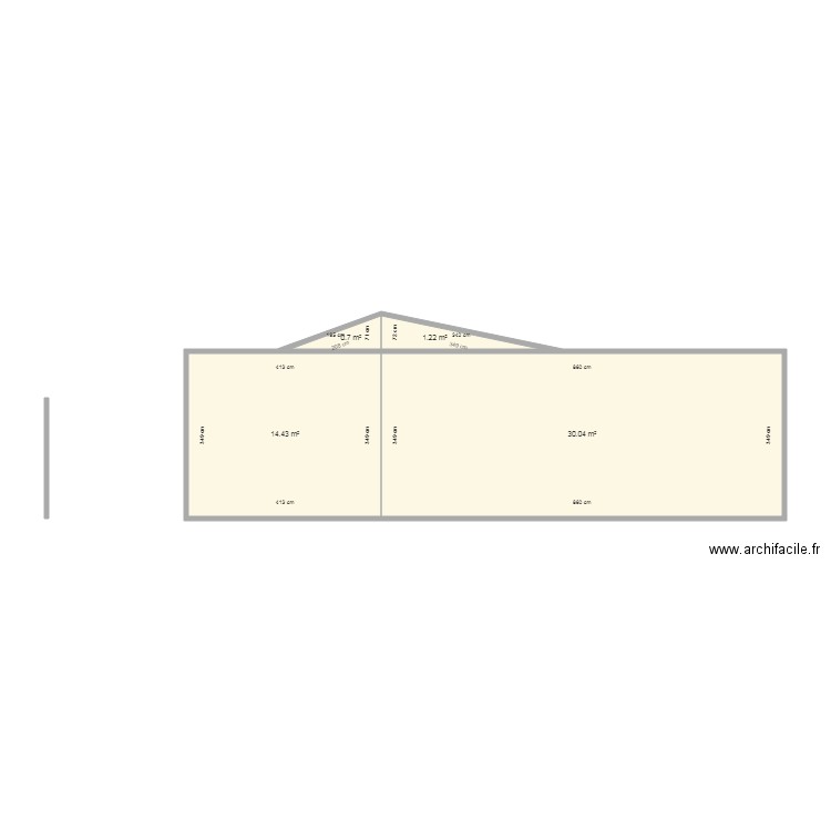 MESCHERS Plan de coupe AGRANDISSEMENT TOIT PLAT. Plan de 4 pièces et 46 m2