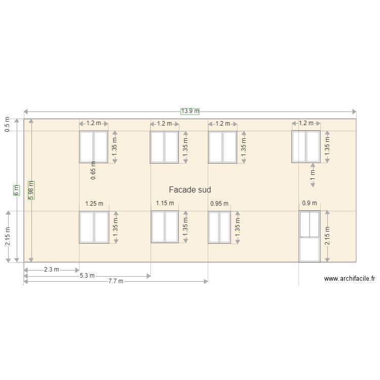 Plan facade sud modification final. Plan de 0 pièce et 0 m2