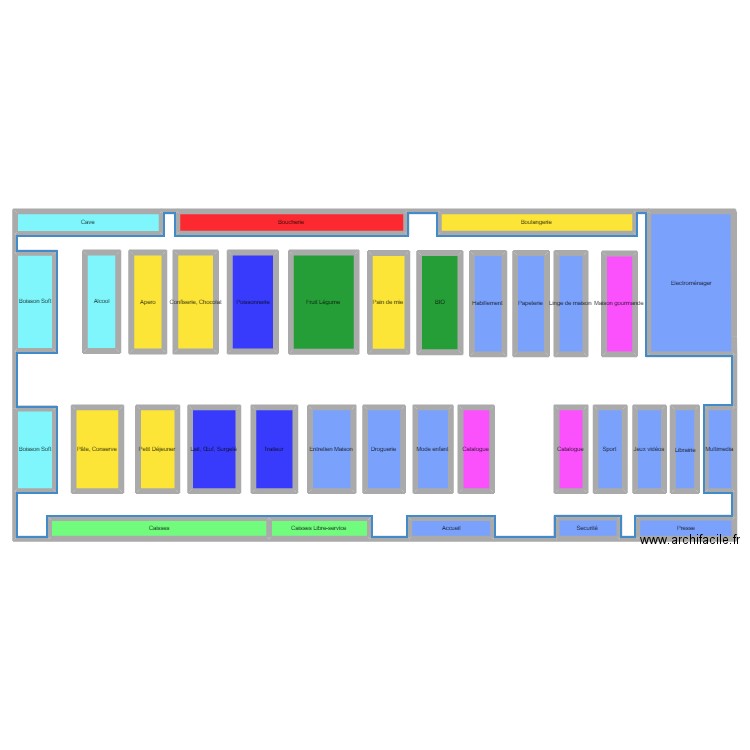 carrefour . Plan de 36 pièces et 1224 m2