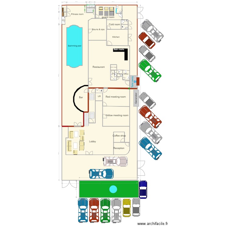 takeaway. Plan de 29 pièces et 599 m2