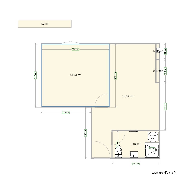 LE BEc. Plan de 6 pièces et 34 m2