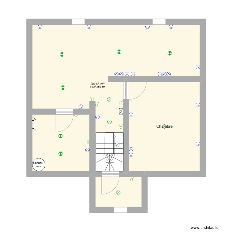 etage 1. Plan de 3 pièces et 51 m2