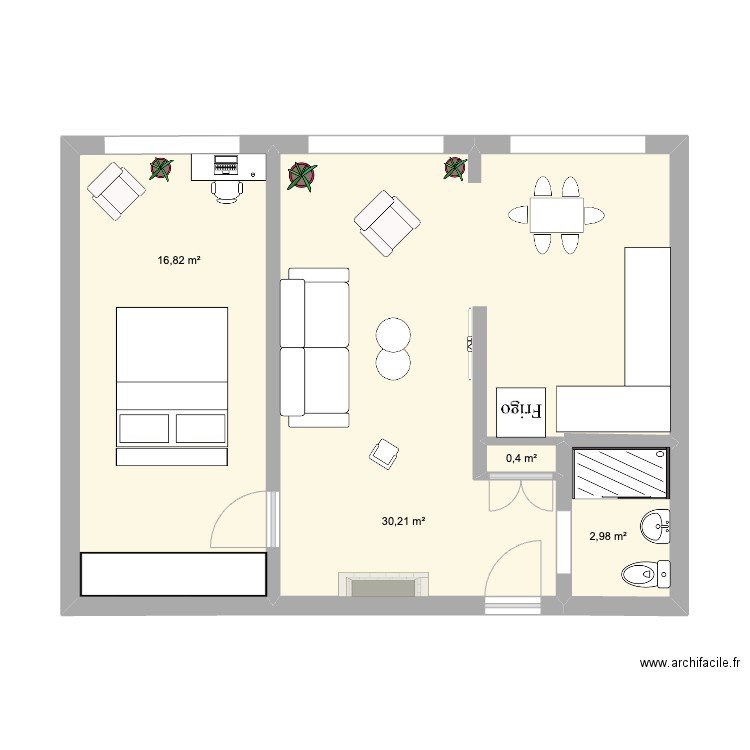 APPART SAINT JU 50m2. Plan de 4 pièces et 50 m2