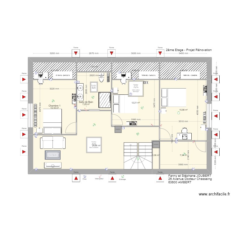 2ème Etage Maison (Proposition). Plan de 11 pièces et 102 m2