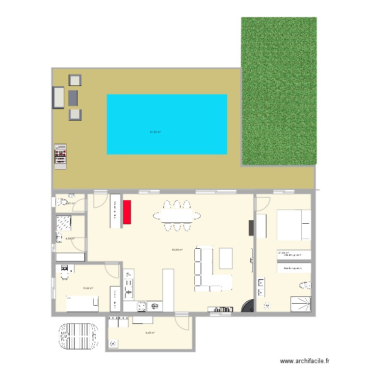 maison II . Plan de 7 pièces et 190 m2