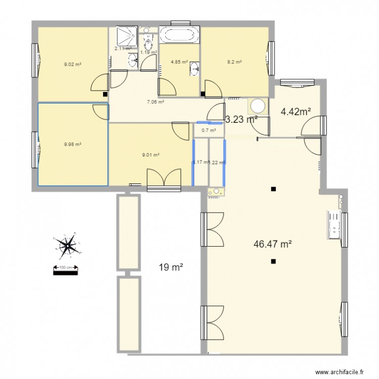 surfaces. Plan de 0 pièce et 0 m2