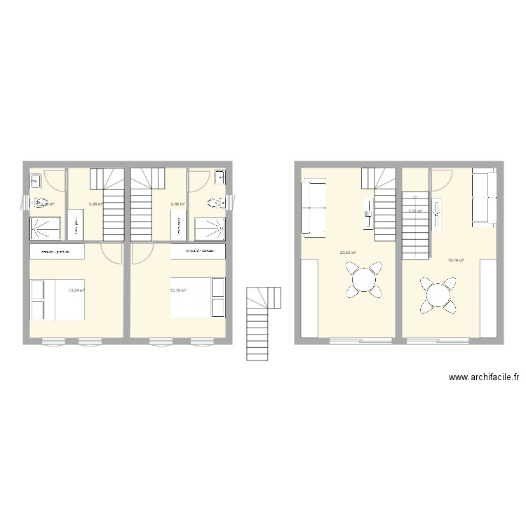 Maison 3bis Gouteyron duplex. Plan de 8 pièces et 92 m2