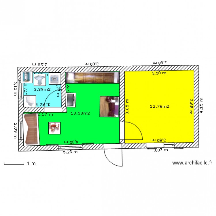 studio tunis. Plan de 0 pièce et 0 m2