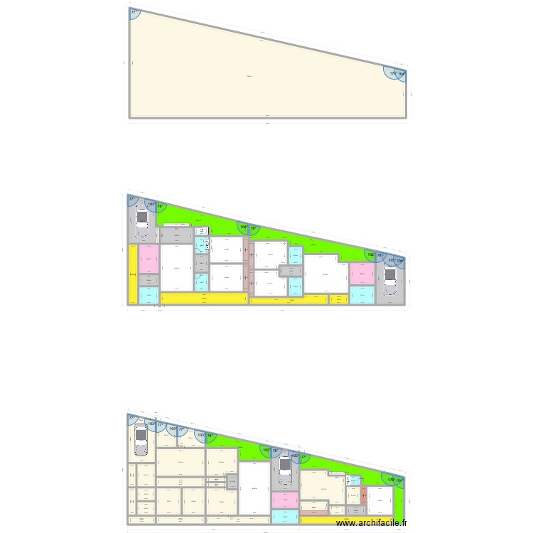 Plan Villa basse jumelees. Plan de 66 pièces et 958 m2