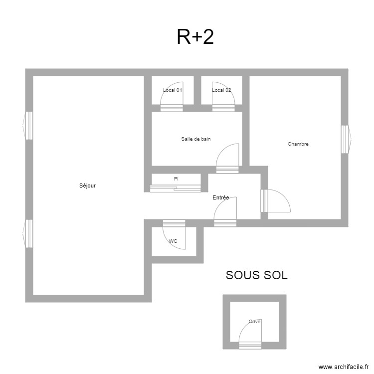 350600860. Plan de 8 pièces et 65 m2