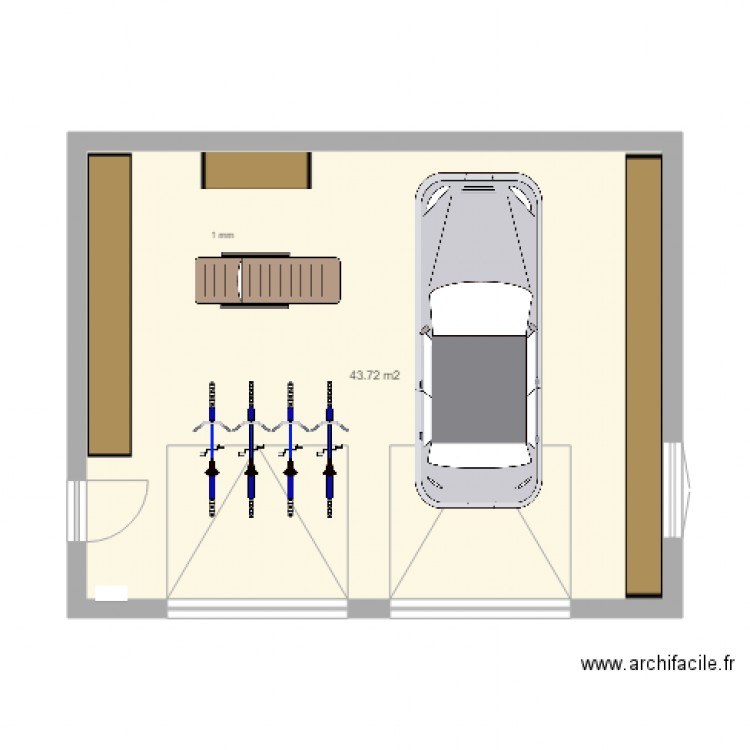 Garage. Plan de 1 pièce et 44 m2