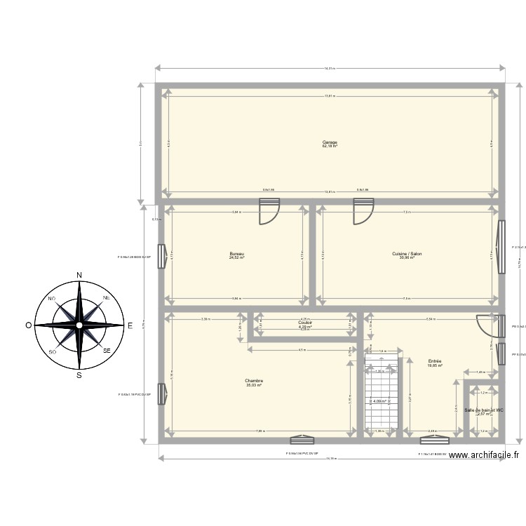 Martinoty2. Plan de 14 pièces et 369 m2