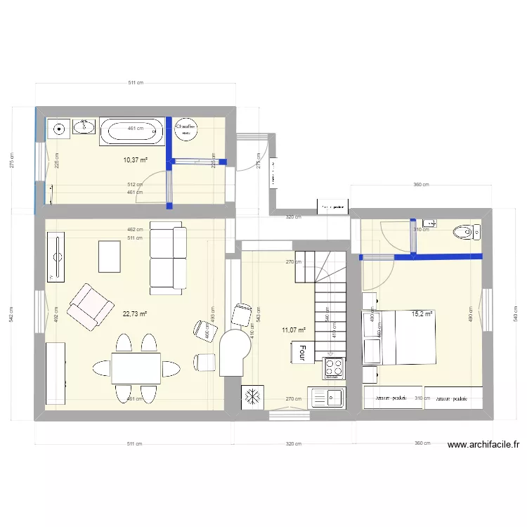 appart 5 - 60m&sup2; + duplex. Plan de 