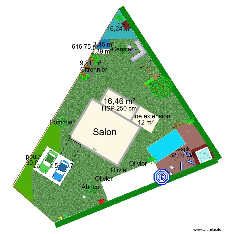 checy projet. Plan de 2 pièces et 88 m2