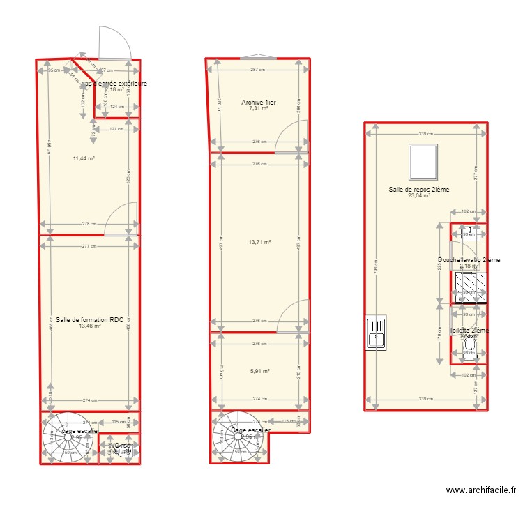 Auto ecole doumer 40. Plan de 12 pièces et 88 m2