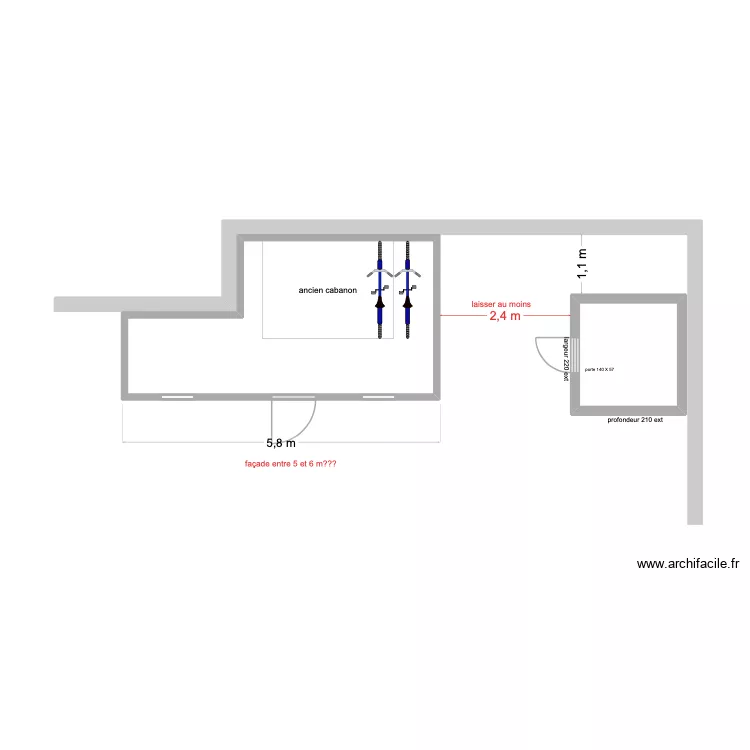 CABANONS A AGRANDIR. Plan de 2 Pièces et 16 m²