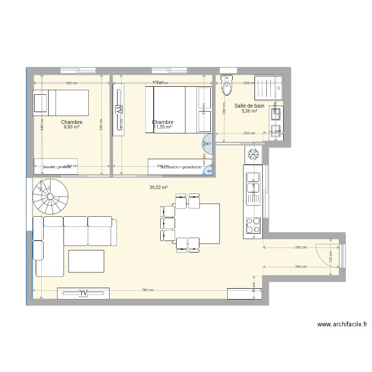 plan maison. Plan de 4 pièces et 90 m2