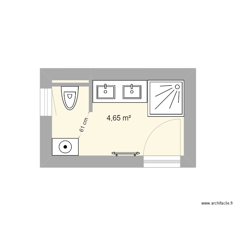 SALLE DE BAIN STUDIO SAINT MANDRIER. Plan de 1 pièce et 5 m2