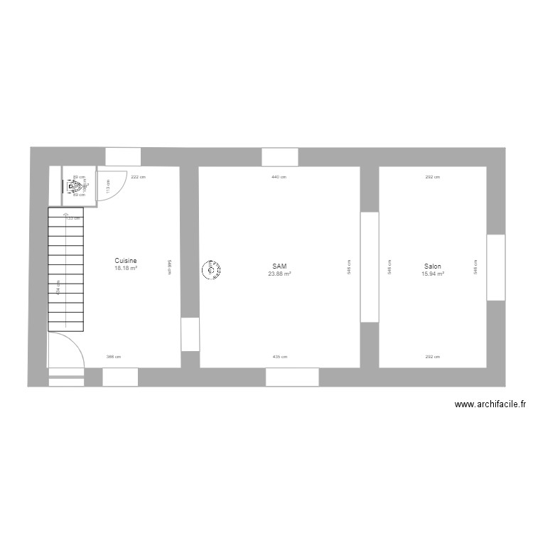 Simon plan RDC. Plan de 5 pièces et 59 m2