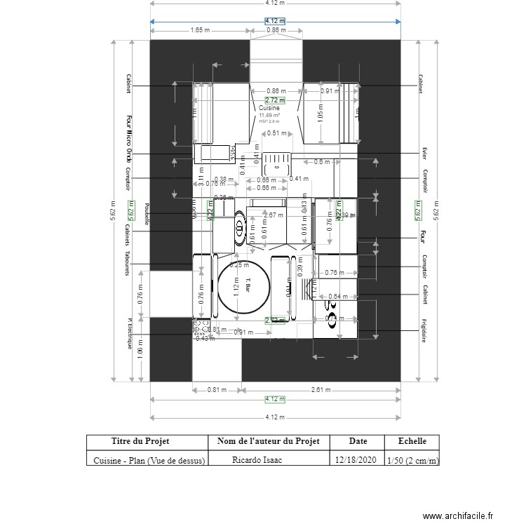 PLAN  DE CUISINE VUE DE DESSUS . Plan de 0 pièce et 0 m2