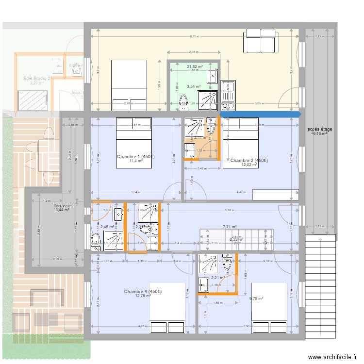 CH ABADIE SC HYBRIDE 5CH 3 T1. Plan de 26 pièces et 232 m2