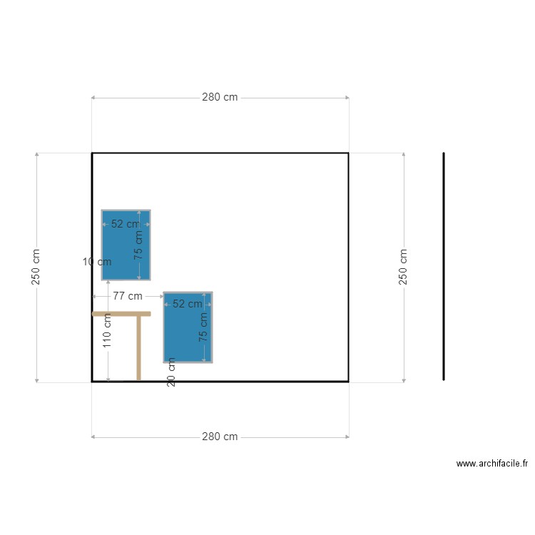 niches chambre v2 cotée. Plan de 0 pièce et 0 m2