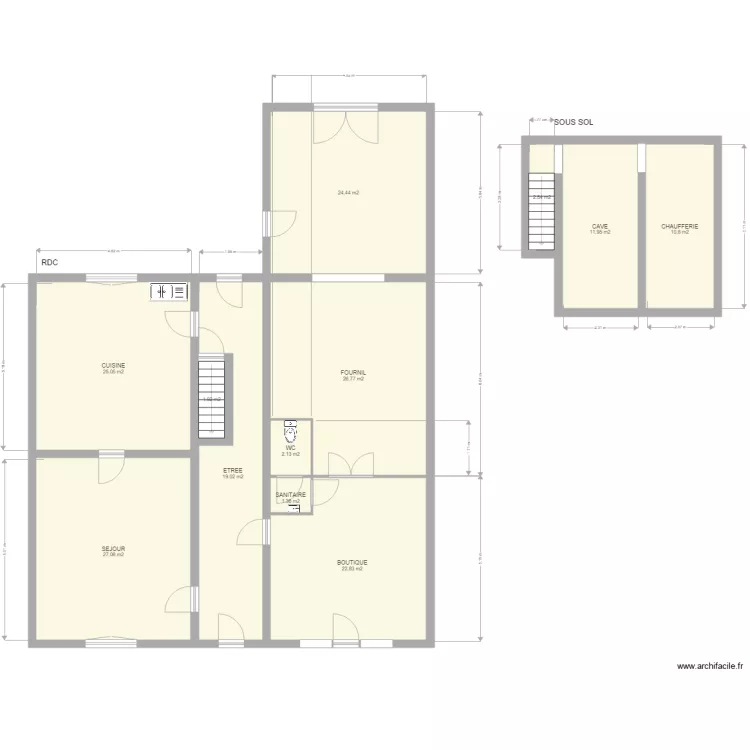 negrier RDC SOUS SOL. Plan de 