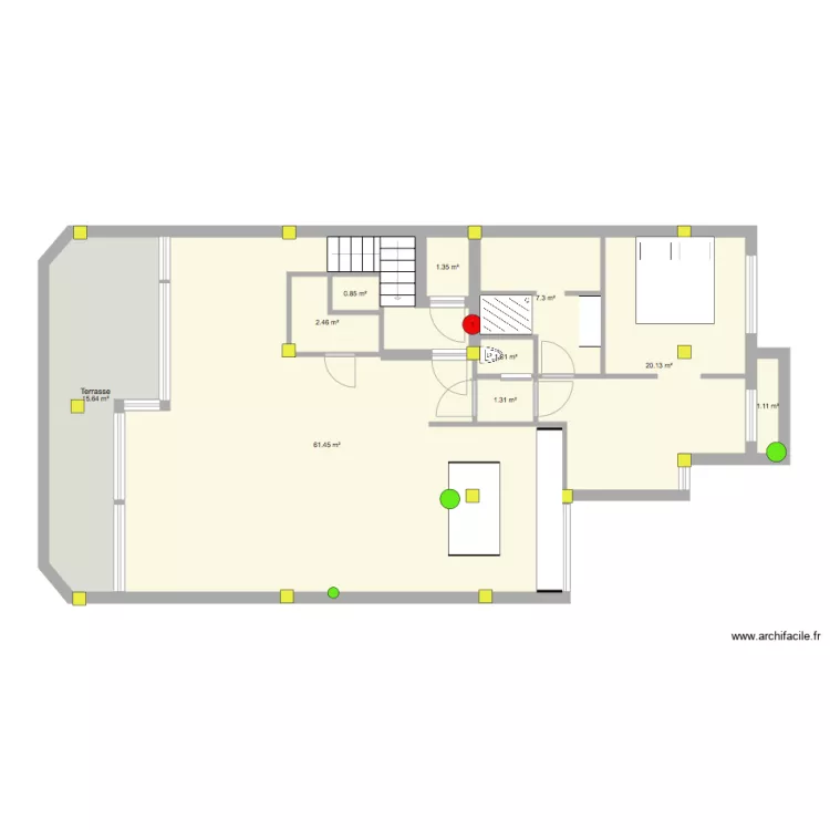 Lartigue plan Bernard version Ad&eacute; sdd buanderie. Plan de 