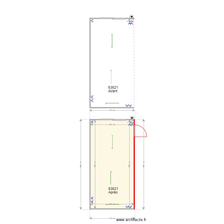 Module occasion 63621. Plan de 1 pièce et 17 m2